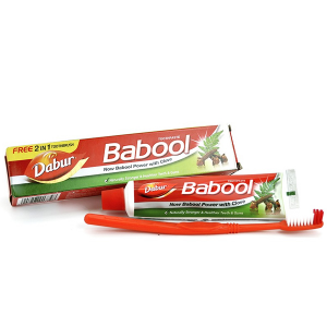 зубная паста Бабул Дабур (Babool Dabur) в комплекте с зубной щеткой, 80 грамм