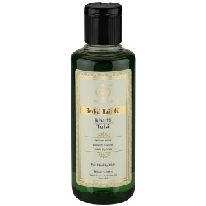 натуральное масло для волос Тулси Кхади (Tulsi Herbal Hair Oil, Khadi), 210 мл