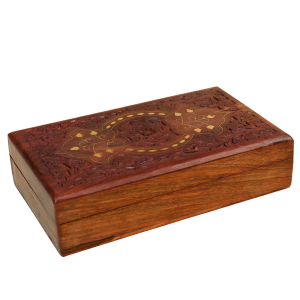деревянная резная шкатулка с инкрустацией Эдем, 25х15 см